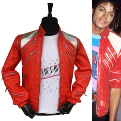 MJ Michael JacksonPokaz dżinsów gorący Punk czerwony zamek błyskawiczny Michael MJ na co dzień szyte na miarę ameryka moda kurtka odzież wierzchnia imitacja