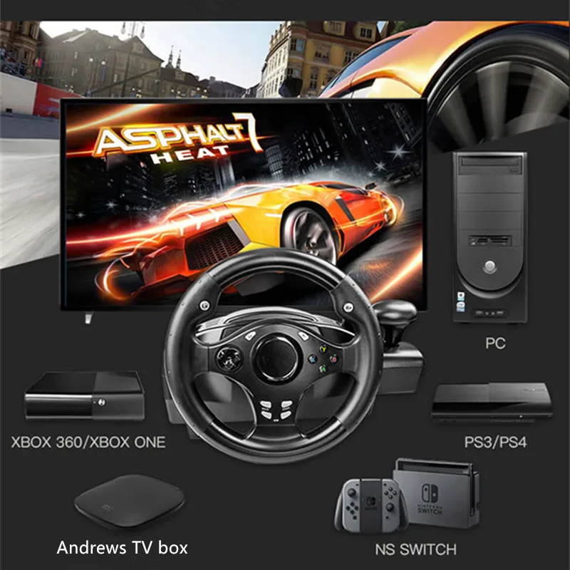 Computer Game Steering Wheel Car Driving Simulator Training Test Drive School Automobile Race Vibration Gameing Joystick Console