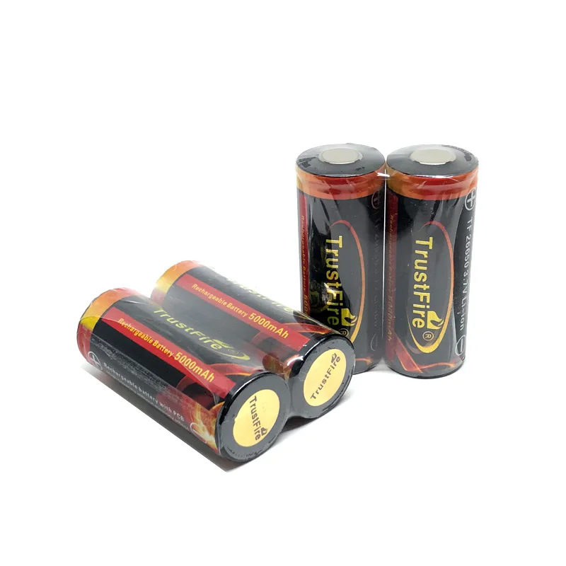 20pcs/lot TrustFire 5000mAh 26650 3.7v Colorful Battery Rechargeable Lithium Batteries Cell with Protection Board For Torches