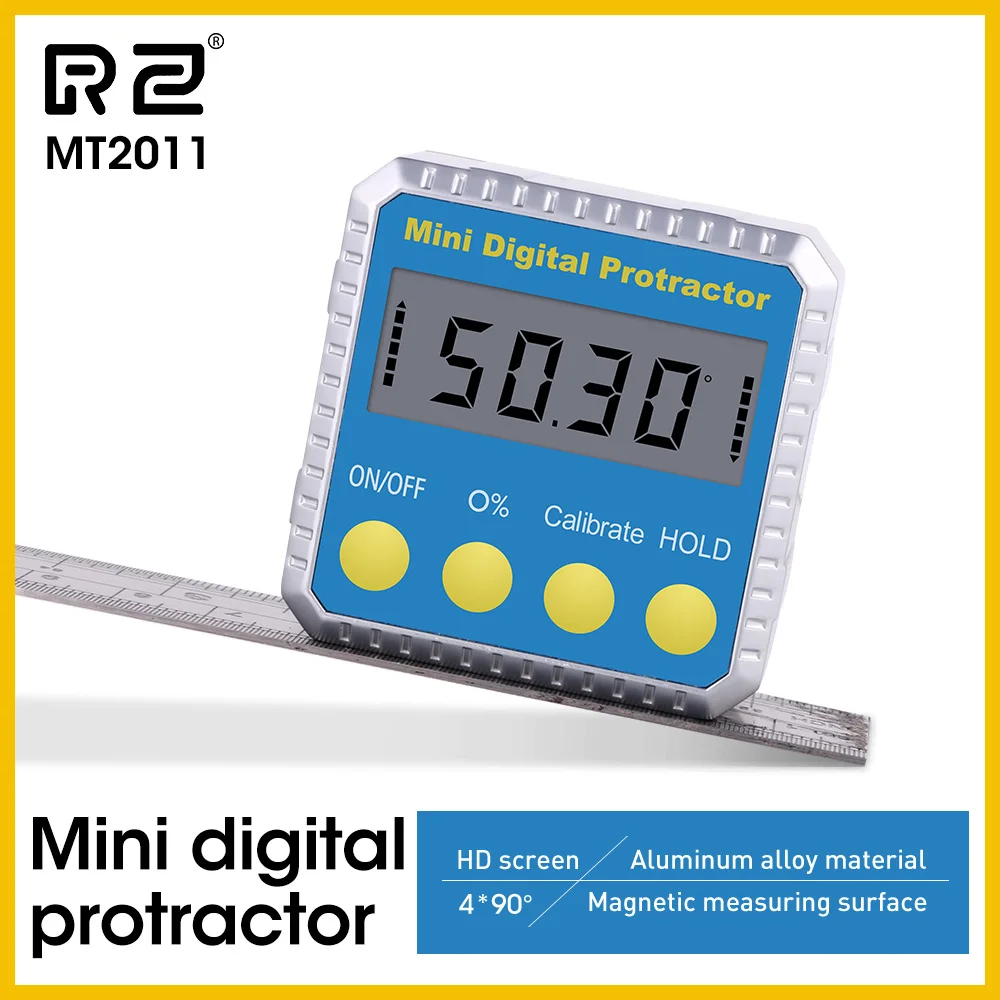 RZ Digital Protractor Inclinometer Tester Angle Finder Measure Bevel Goniometer 90 degrees Gauge Ruler MT2011 MT2010