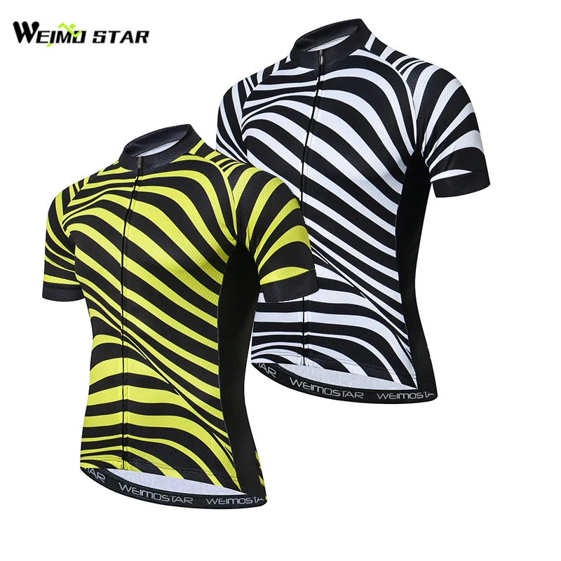 Weimostar Men Cycling Jersey Striped Zebra Jersey Cycling Clothing Roupa Maillot Ciclismo Breathale Mountain Bike Clothing Tops