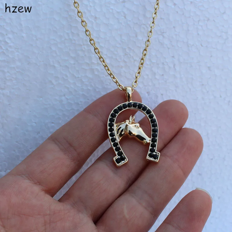 hzew fashion Horseshoe horse Crystal Horse Necklace Cute Brand pendant Necklace Gift Necklaces