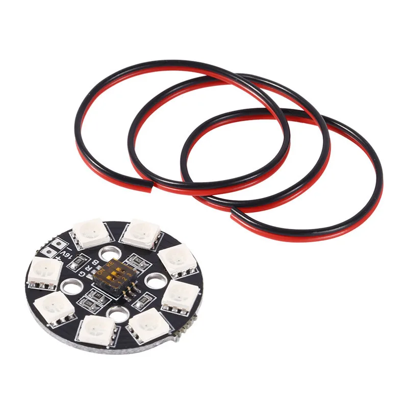 น้ำหนักเบา RGB LED วงกลม7-สี X8 16V สำหรับ FPV RC Multi-Rotor Racing Drone