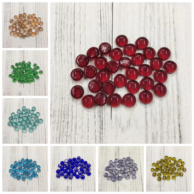 50g DIY Material Personality Mosaic Creative Handwork Round Colorful Fish Tank Glass Flat Beads Crafts Home Decoration AAA0885