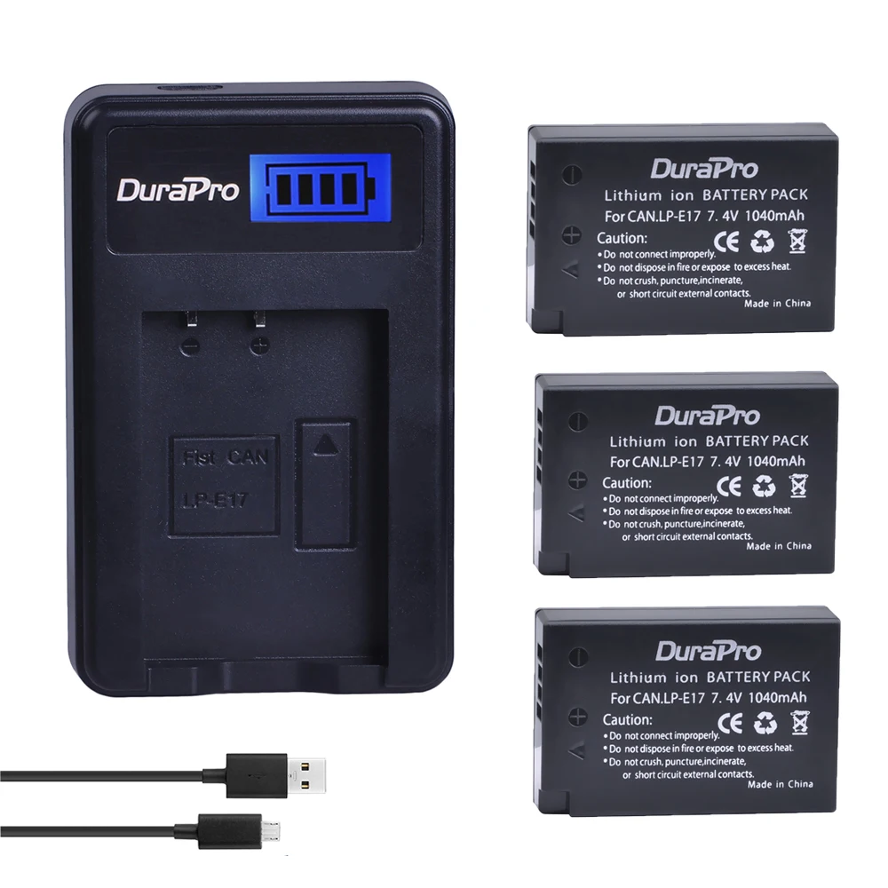 

DuraPro for Canon LP-E17 LPE17 LP E17 Battery+ LCD USB Charger for Canon EOS Rebel T6i 750D T6s 760D M3 800D 8000D Kiss X8i