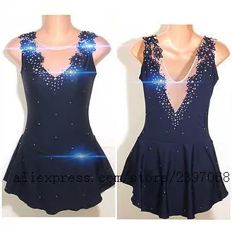 

Custom Ice Skating Dress Women Competition Figure Skating Dress Black Girls Ice Skating Dress Crystals New 2018 Free Shipping V3