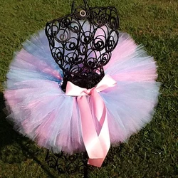 Lovely Baby Tulle Skirts Girls Handmade Ballet Pettiskirts with Pink Ribbon Bow Kids Birthday Party Costume Children Tutu Skirts