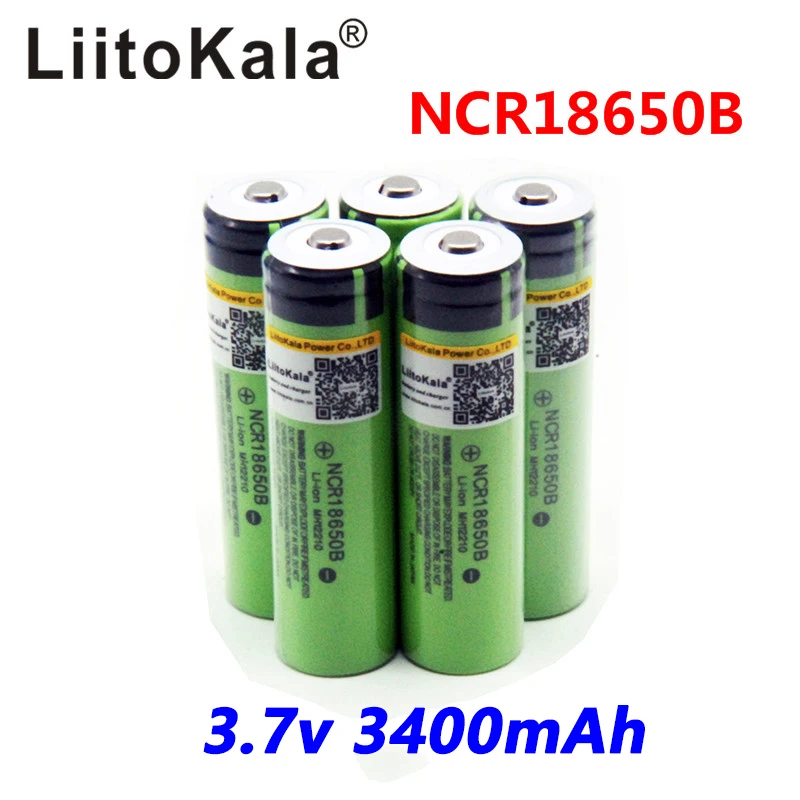 Liitokala-bateria de íon recarregável ncr 18650b 18650 3400, bateria de 3000 mah recarregável para lanterna