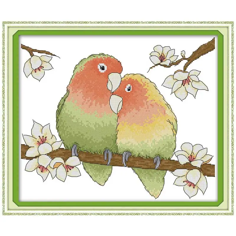 A Pair Of Loving Parrots Patterns Counted Cross Stitch Set DIY 11CT 14CT 16CT Stamped DMC Cross-stitch Kit Embroidery Needlework