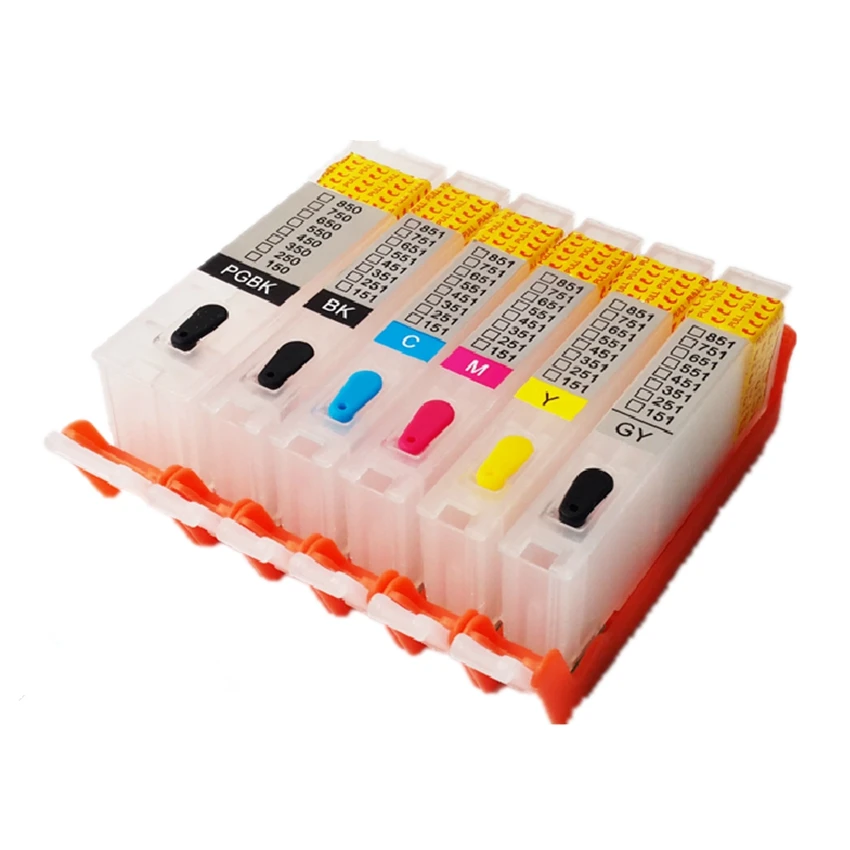 6 Color 125 126 PGI-125 BK C M Y GY refillable ink cartridge For canon PIXMA MG6110 MG6210 MG8110 MG8210  Printer