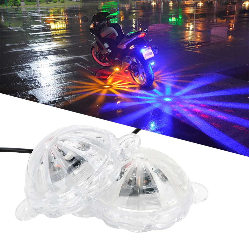 Lámpara de ambiente RGB para motocicleta, luz estroboscópica LED de Flash, iluminación decorativa de freno de estacionamiento debajo de la moto, 12V
