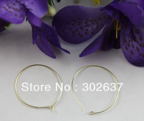 500PCS Gold Color Plated Wine Glass Charm Hoops Ear Wires 25mm #22496