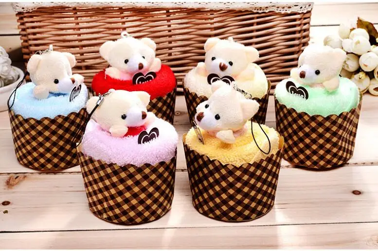 New Arrival 5PCS Creative and practical cake towel gift bear promotional / birthday/ Wedding Favor/Christmas/ Valentine's gift