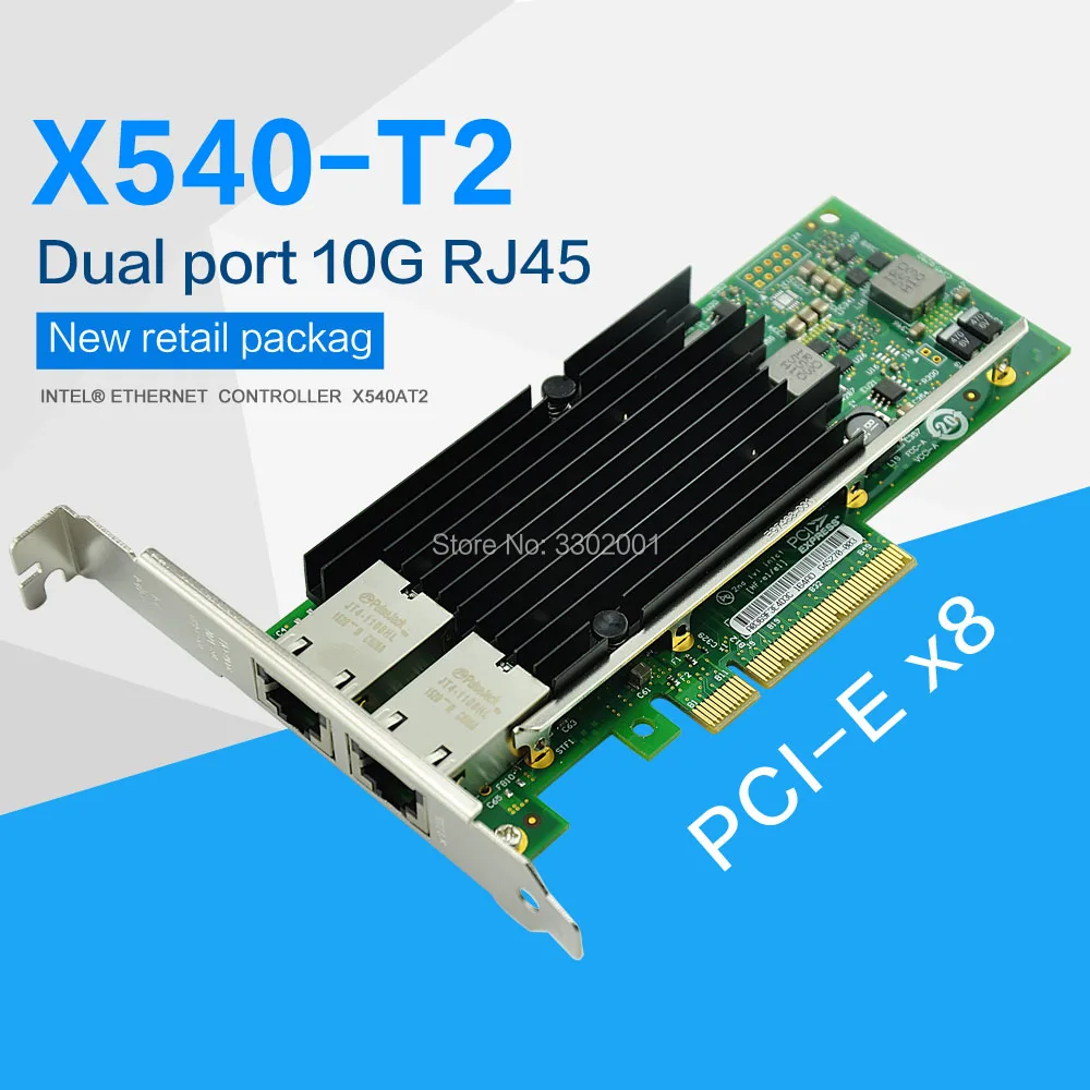 X540-T2 Intel X540 Chipset PCIe x8 Dual Copper RJ45 10Gbps Port Ethernet Network Card Compatible