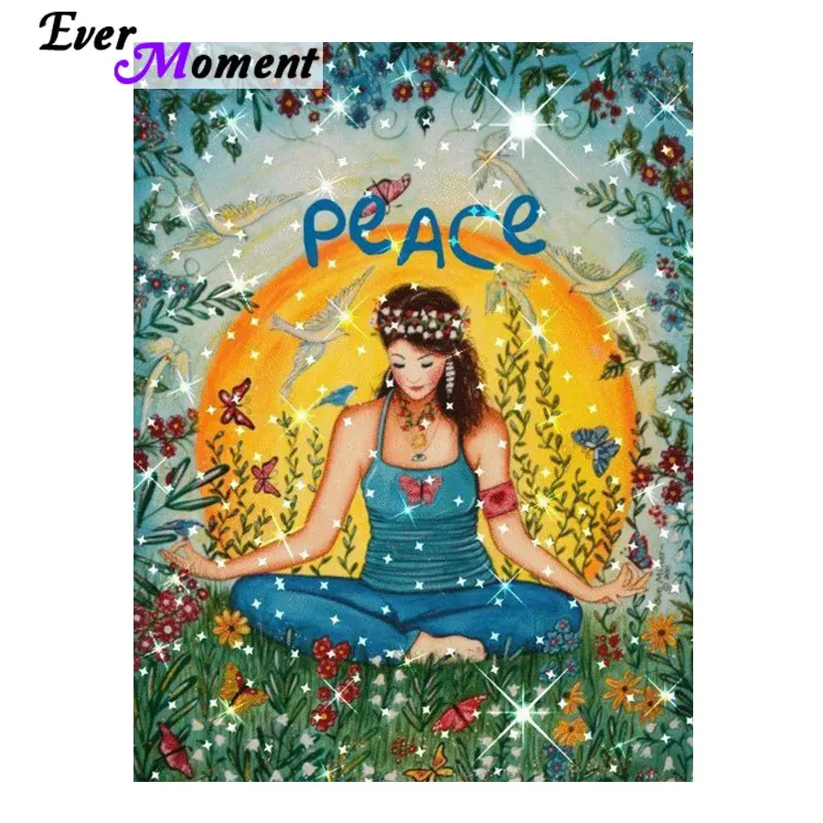 Ever Moment Diamond Embroidery Girl Inner Peace DIY Diamond Painting Handicraft Mosaic Needlework Home Decor Painting ASF616