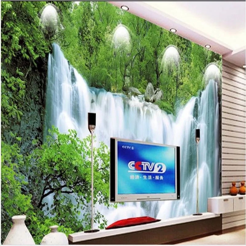 

wellyu Custom large - scale murals water Health Choi large waterfall TV backdrop 3D background non - woven wallpaper