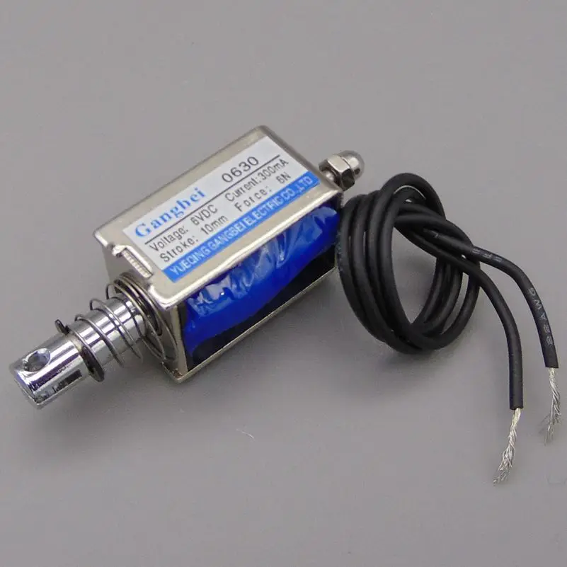 

gangbei-0630B Wholesale DC 6V 12V 24V 300mA Force 5N JF-0630B travel 10mm Pull Type Linear Solenoid Electromagnet