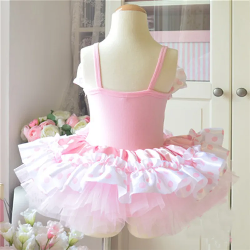 New Ballet Dress For Girls Children Dance Costumes Cute Dot Pink Kids Dresses Gymnastics Tutu Leotard Girl Dancewear Ballet