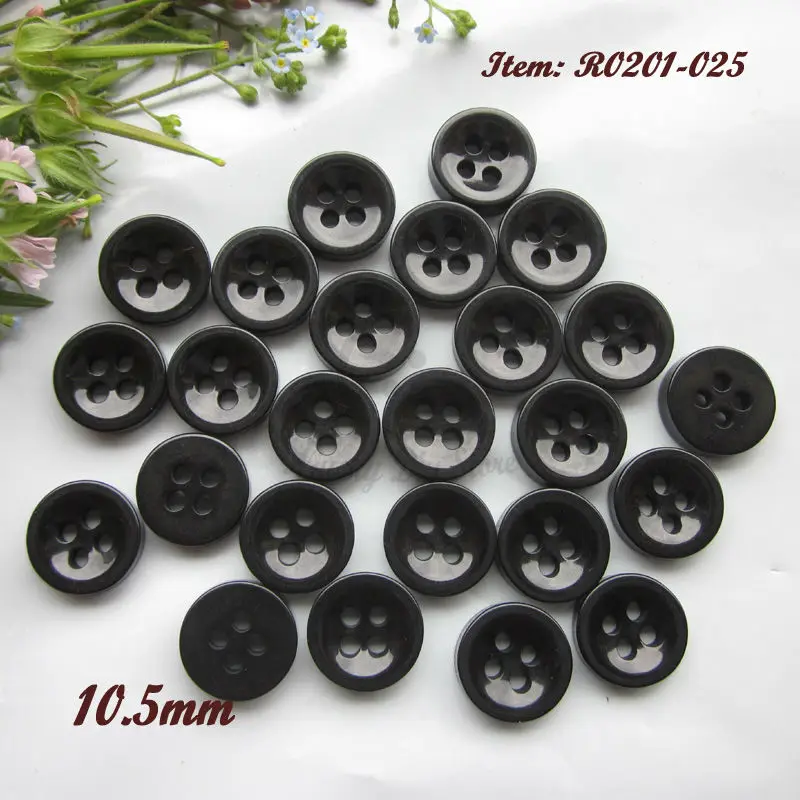 144pcs 10.5mm High quality 4 holes bowl shape black shirt buttons for sewing decorative accessories Classic buttons wholesale