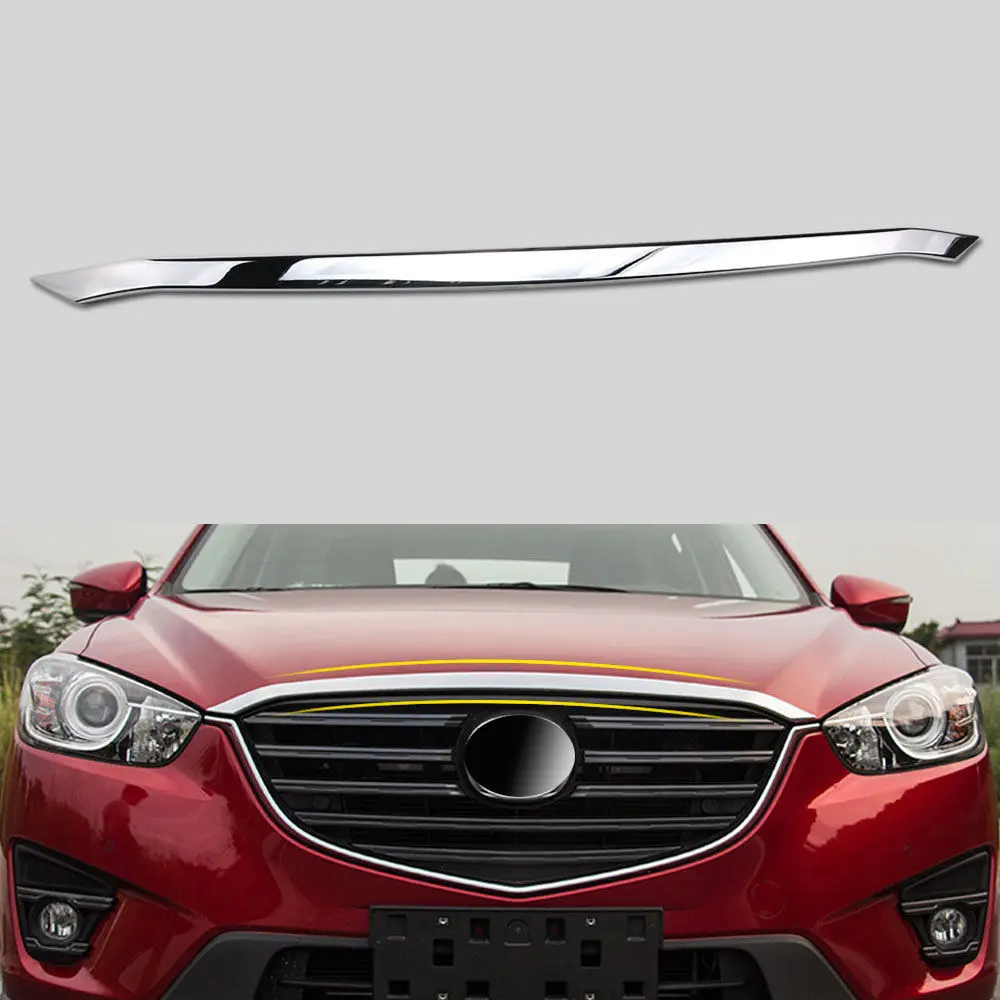 Cubierta de rejilla de capó delantero para Mazda Cx-5, accesorio de estilo decorativo, cromado, ABS, 2012-2016, 1 unidad