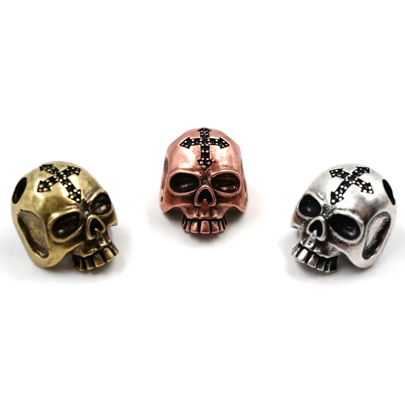 1 Piece Copper Paracord Skull Beads For EDC Outdoor Lanyards Knife Flashlight Prachute Cord DIY Jewelry Charms Accessories