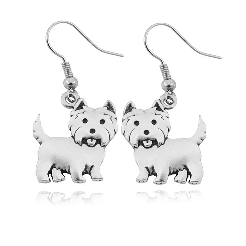 Vintage 3D Westie Dog Earring Pet Charms Big Drop Earrings For Women Brincos Boho Earings Fashion Jewelry Pendientes Mujer