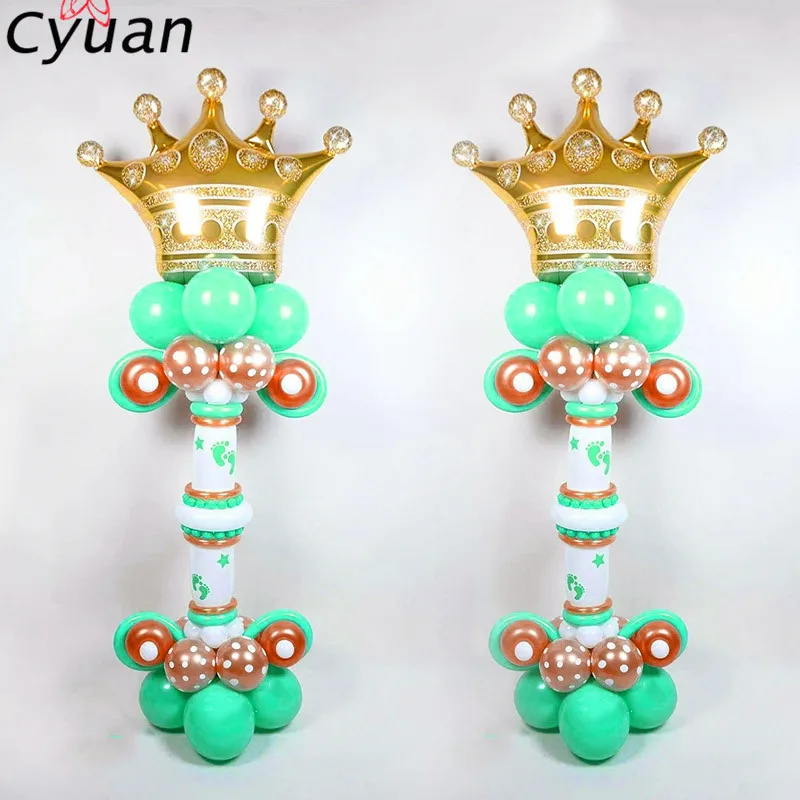 Cyuanバースデーバルーンコラムキットプラスチックバルーンアーチスタンドベースとポール付きバースデーパーティーラテックスバルーンホルダーウェディング