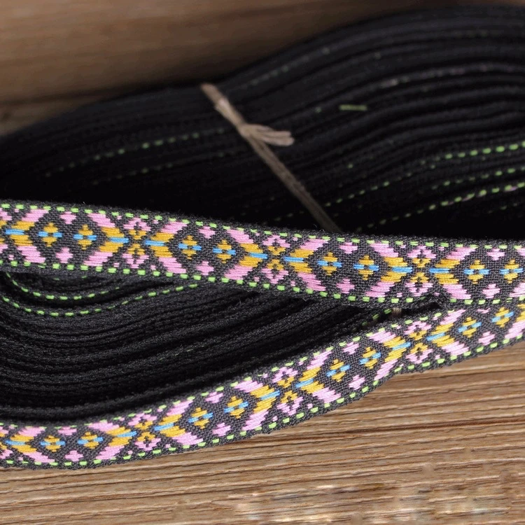 embroidery ethnic jacquard webbing woven tape lace ribbon trim 1.2cm tribal boho DIY garment bag gift accessory native zakka sew