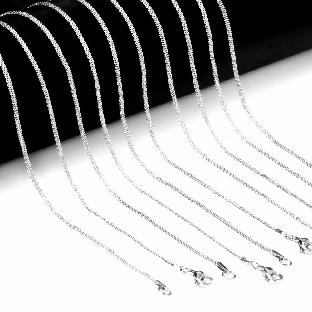 LUXUSTEEL 10pcs/lot Men Necklaces Trendy Style Stainless Steel Steel Golden Color Flat Lobster Clasp Chain Necklace For Women