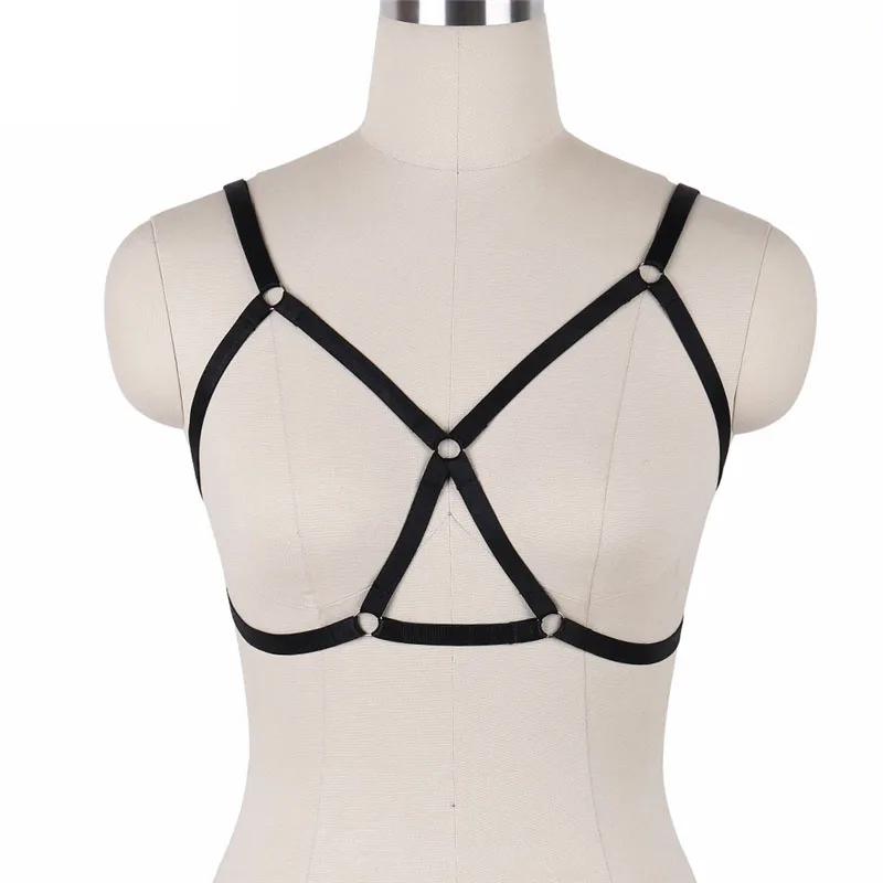 

JLX.HARNESS Harajuku Crop Top Bondage Harness Lingerie Elastic Cage Bra Fetish Wear Body Harness Adjustable Body Cage Bra O0086