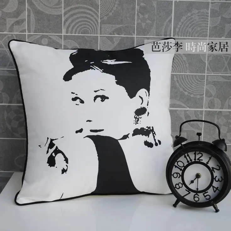 

NEW black white Pillow cover / Audrey Hepburn cushion cover / pillow cushion covers home decorative sofa cushions