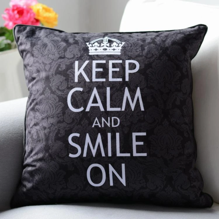 Classic Elegant Keep Calm and Smile On Cushion Cover Velvet Throw Pillow Case Keep Calm Love On High Quality Home Decor Gifts