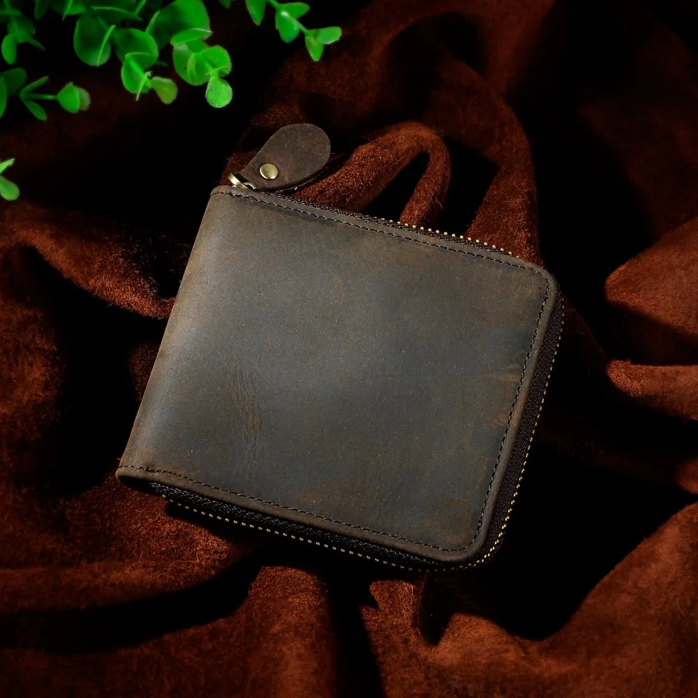 Mężczyźni skóra bydlęca pionowa Bifold Casual Designer wielofunkcyjna krótka karta Cash etui na monety Fahion Zipper Around torebka portfel 1007