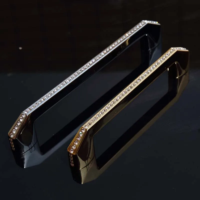 128mm 160mm fashion deluxe rhinestone handle silver gold kitchen cabinet drawer dresser door handles pull 5