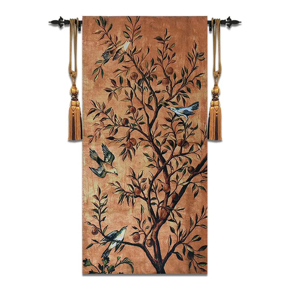 60x120cmx3 Belgian tapestry of Fortune tree and lucky bird Corridor murals home painting fabric