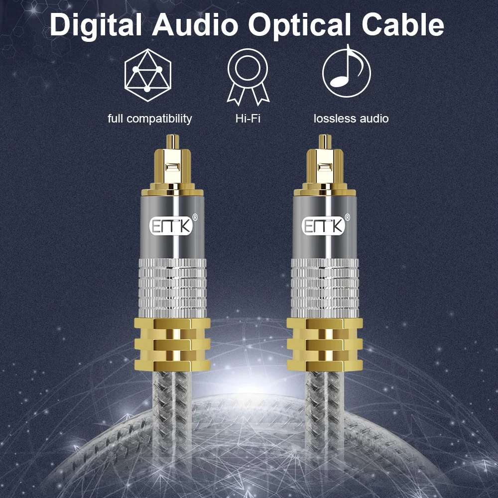 EMK kabel optyczny cyfrowy Toslink kabel światłowodowy SPDIF optyczny przewód Audio kurtka z oplotem OD8.0 do wzmacniacza DVD Xbox głośnik TV