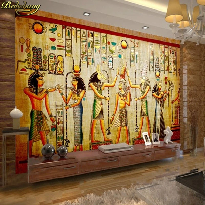 

beibehang wall papel de parede Mural Egyptian figures large mural bedroom living room TV ktv vintage wallpaper backdrop