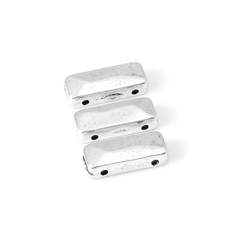 10pcs/lot 2-Hole rectangle antique silver Alloy Spacer Bar beads Jewelry Making DIY Connectors Charm for necklace bracelet