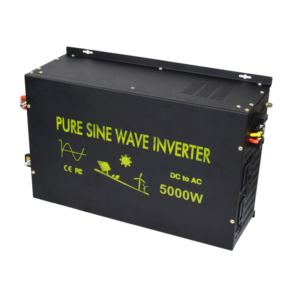 5000W Pure Sine Wave Solar Inverter 12V 220V Battery Solar Panel Wind Generator Power Bank Converter 24/48VDC to 110/120/240VAC