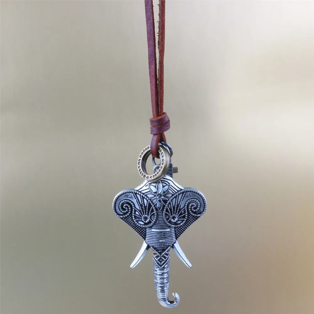 2016 new fashion steampunk  male leather necklace alloy cute elephant head pendant 28