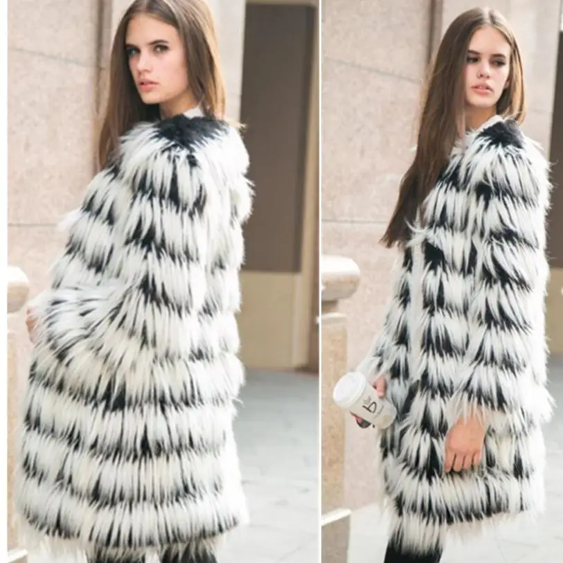 Winter women's jacket faux fur coat long sleeve fur stitching warm jacket parka female slim casual imitation fur outwear L1506