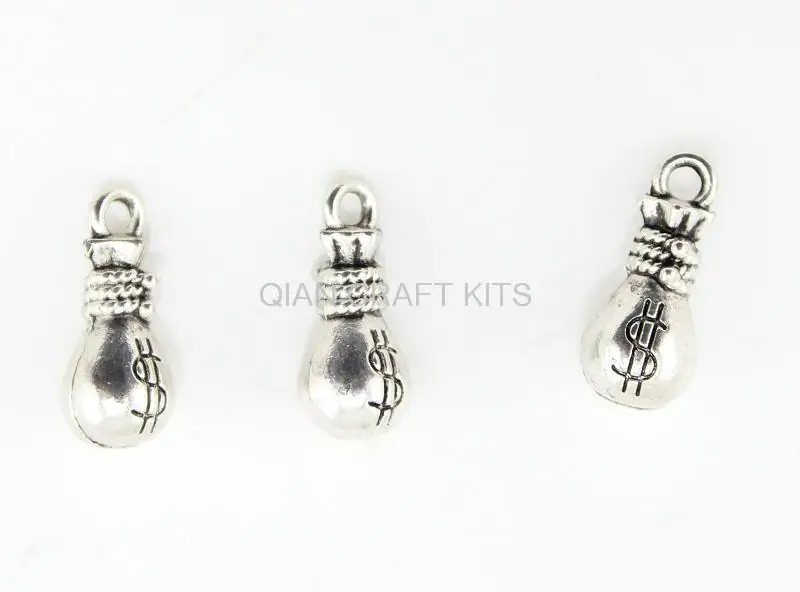 10pcs purse antique silver treasure zinc alloy  pendant, charm, drops for diy 16X7mm 3d little purse money bag charms