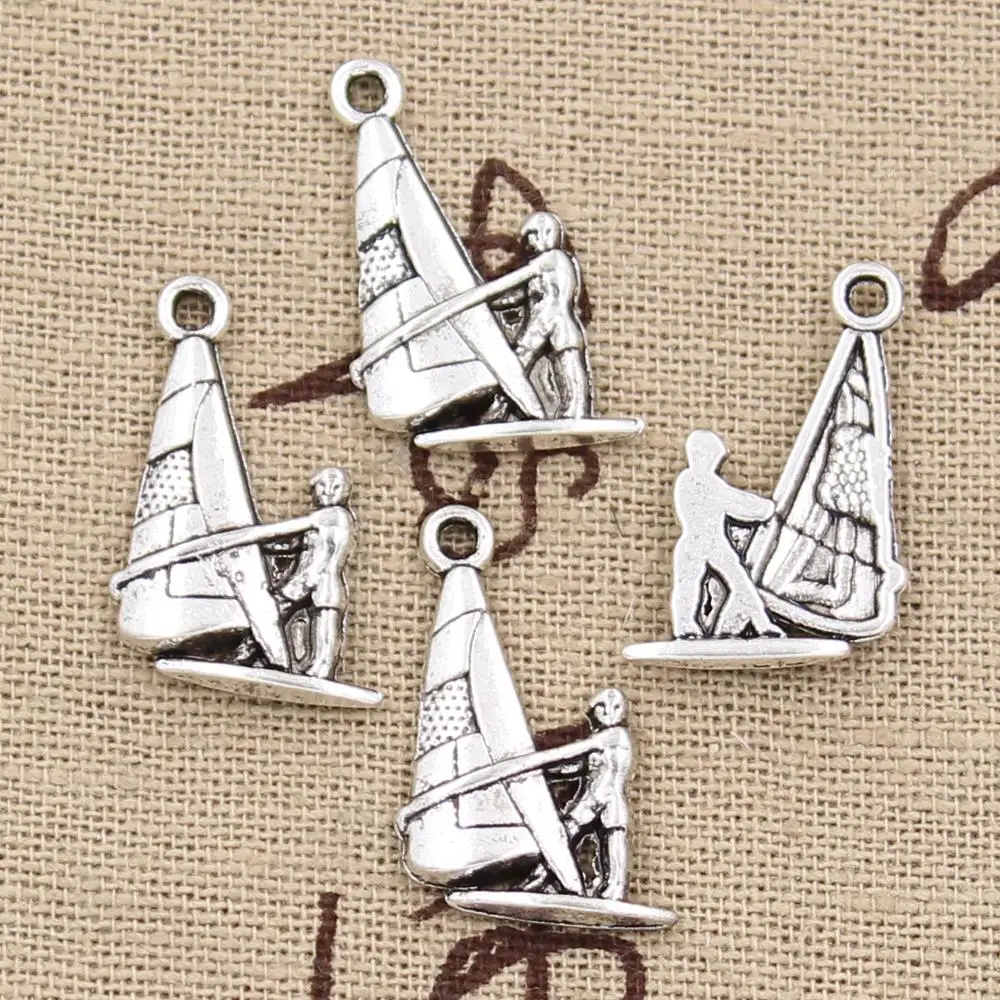 15pcs Charms Windsurfing Windsurfer 22x14mm Antique Making Pendant fit,Vintage Tibetan Silver color,DIY Handmade Jewelry