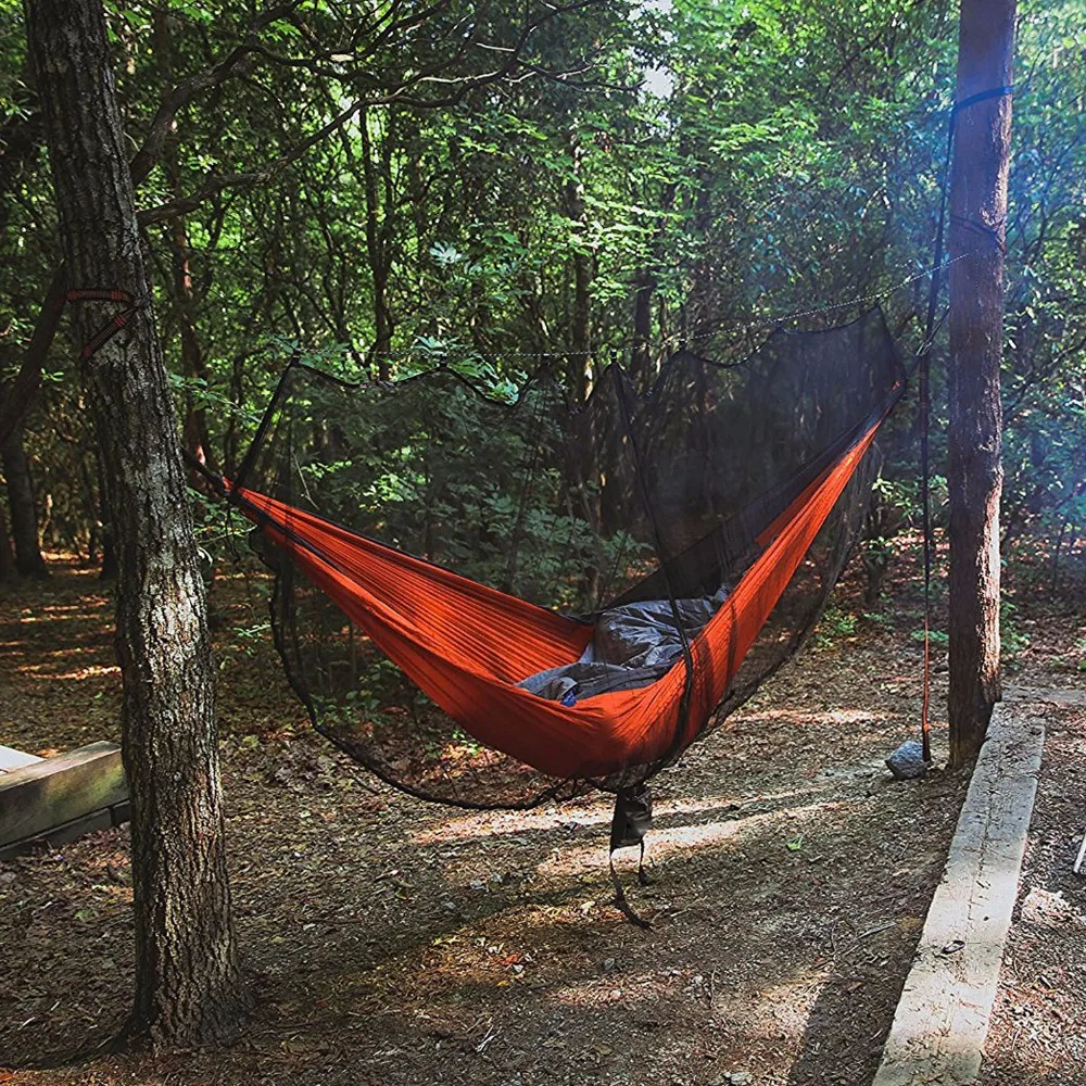 Hamaca portátil de nailon para paracaídas, mosquitera para acampar, supervivencia, jardín, caza, ocio, viaje, doble Persona, Hamak