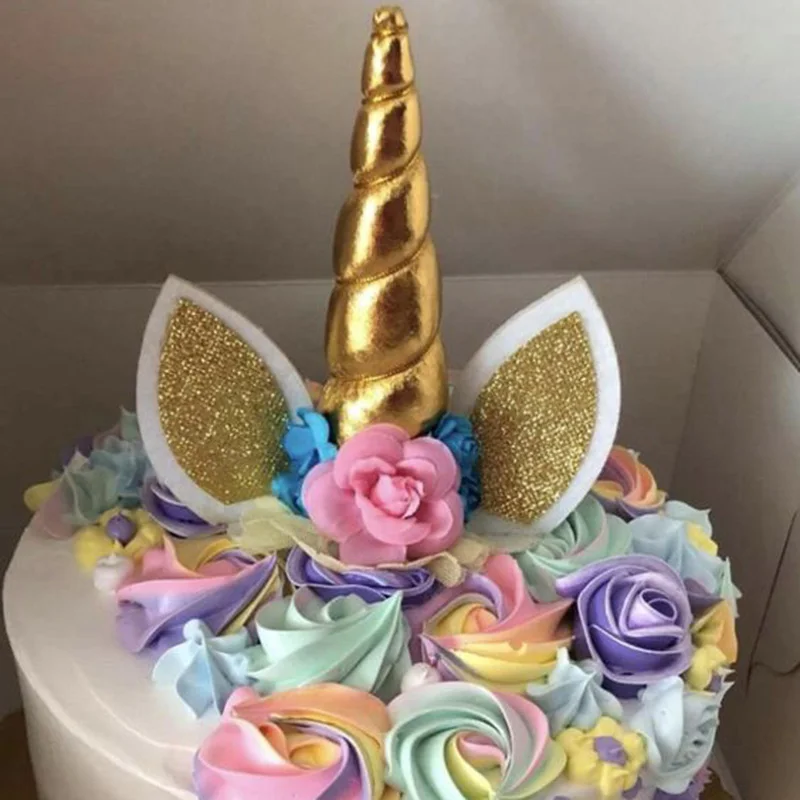 Unicorn Horn Cake Topper Unicorn Party Supplies Kids Birthday Party Decor Cupcake Toppers Wedding Baby Shower Party Decor