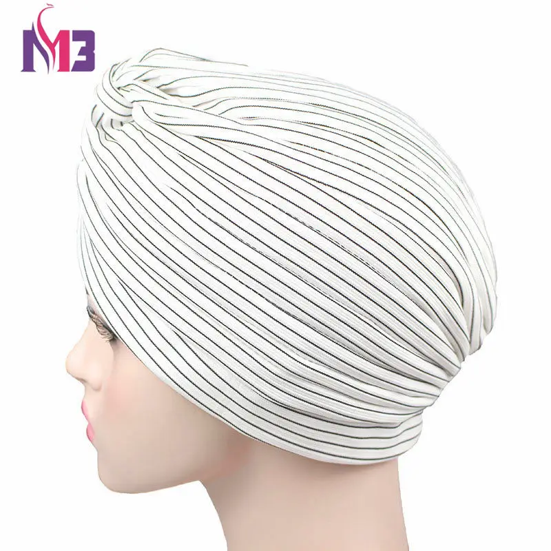 Fashion Women Knitted Striped Turban Breathable Turban Twist Headband Muslim Turban Hat Hijab Hair Accessories Headwear