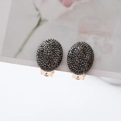 Restoring Ancient Ways Japan and South Korea Contracted Bright Black Ear Clip  Earrings Geometry Nightclub Jewelry Wholesale