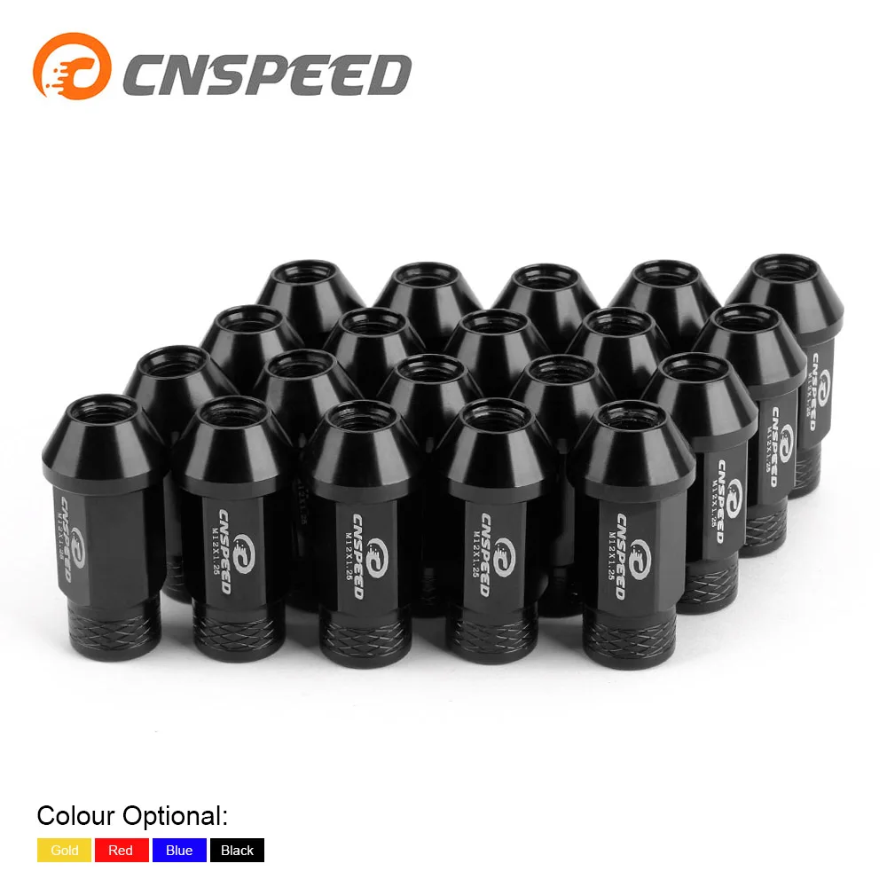 

CNSPEED 7075-T6 Aluminum Wheel Lug Nuts M12x1.25 50MM Racing Lug nuts Red Blue Black Gold Nuts 20PCS/Set YC101326