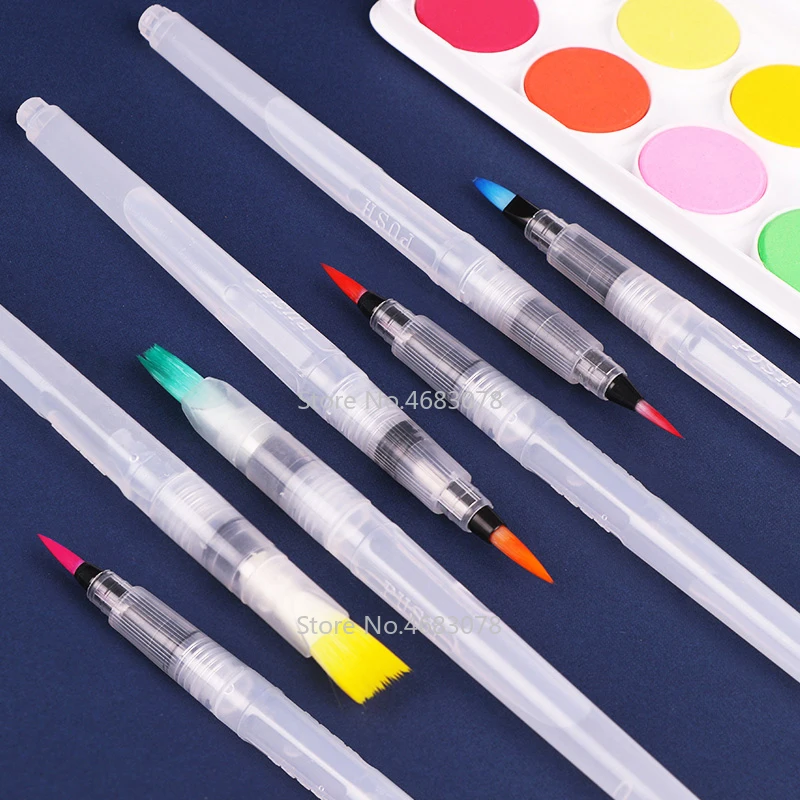 Brand new Water Color Capacity Soft Painting Brush Marker Watercolour Drawing Pens Nylon Point Flat Tips Refillable Painting