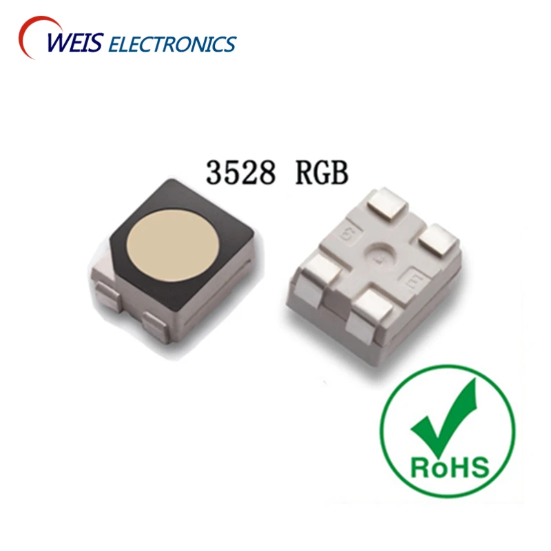 50 surface commune de noir d'anode de PCS 3528 RVB SMD LED diffuse 1210 PLCC-4